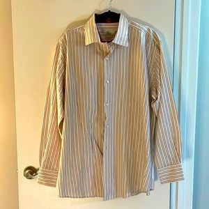 TOUCH THE COLLECTION MENS LONG SLEEVE STRIPED COTTON BUTTON UP SHIRT SIZE XXL